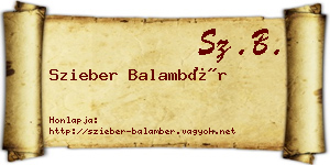 Szieber Balambér névjegykártya